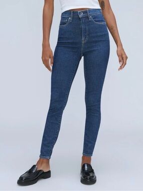 Everlane High-Rise Skinny Jeans in Dark Blue Denim Crop Size 29